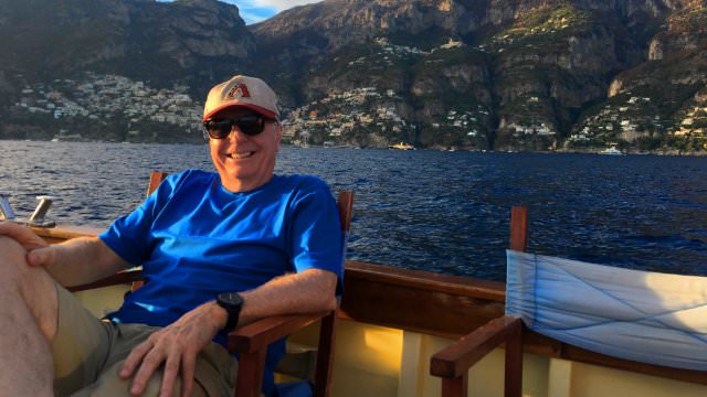 Taking it easy and relaxing on the boat on the Amalfi Coast. 